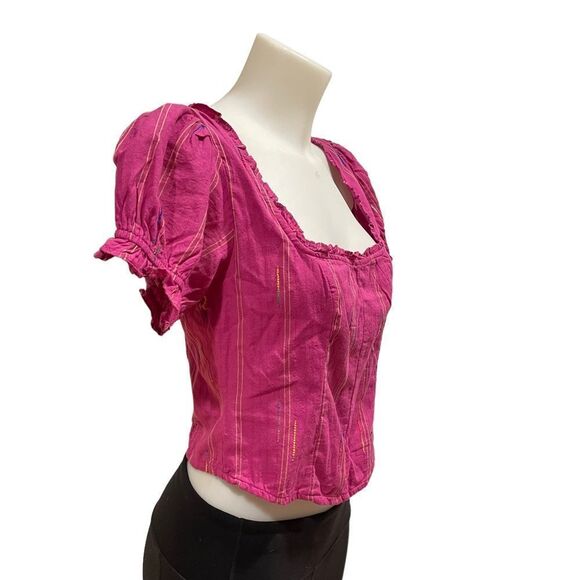 FREE PEOPLE Seratonin Corset Top in Raspberry Sherbert size small New! - Picture 4 of 12